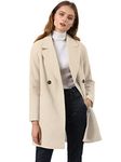 Allegra K Women's Notched Lapel Double Breasted Raglan Winter Coats Cream White M