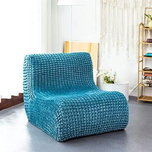 N&V Single Seat Foam Sofa, One Piece High Density Foam, Removable and Machine Washable Cover, Blue