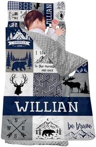 Personalized Toddler Nap Mat – Custom Name Kids Sleeping Bag with Pillow and Blanket for Preschool Daycare, Easy Carry Nap Sack for Boys and Girls Multi-Grid Blue