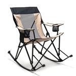 SunnyFeel Camping Rocking Chairs for Adults, Outdoor Folding Rocker, Reclining Lawn Chair, Mesh Back (Grey)