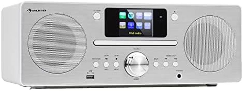 Auna Reproductor de CD Player Dab Portátil, Radio 30W, FM/Dab/Dab+ con Bluetooth + AUX Estéreo, Discman Pantalla TFT, Mando, Reloj Despertador, MP3 y Streaming, Radio CD Casa, Dab Alimentación Cable