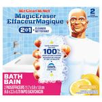 Mr. Clean Magic Eraser Sponge, Bathroom Cleaner, Shower Cleaner, Tub Cleaner, Soap Scum Remover, Bathroom Cleaning Supplies, Dawn Cleaning Power with Lemon Scent, 2 in 1 Bath, 5ct