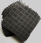 Smabee 12Pcs Interlocking Soft PVC 11.5" x 11.5" Non-Slip Tile Splicing Waterproof Mat Drain Pool Shower Bath Kitchen Cushion Tiles Bathtub Mats (Black)