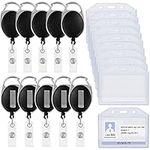 Kurtzy 10 Pack Retractable ID Card Badge Holders - Heavy Duty Plastic Waterproof Holder with Carabiner - Horizontal Reel Clip Holder for Keychains, Key Rings, Name Tags, Passes and Belts