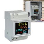 Digital Single Phase Electric Energy Meter Tester, 6-in-1 Electricity Usage Energy Monitor, AC 110V 40V~300V 100A Power Meter Current Meter KWh Meter Amperemeter Voltmeter (Built-in CT)