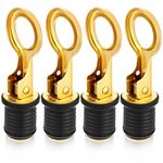 Amyhill 4 Pcs Boat Plugs Snap Handle Drain Plug for 1 Inch Diameter Marine Boat Drain Twist Plug Marine Boat Rubber Plug Accessories(Gold, 1 Inch)