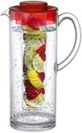 Prodyne Trim Fruit Infusion Pitcher, 60 oz, Red