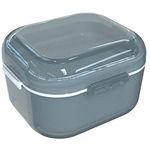 ARGOMAX Denture case, Denture cup for Soaking Dentures, Thorough Cleaning of Dentures, Retainer, Clear Braces (Grey)