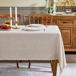 Fantastshop Linen Textured Tablecloth Rectangular for Dinning Room, Washable Stain Resistant Rectangle Table Cloth for Kitchen Outdoor, Rustic Farmhouse Style Room Decor, Beige, 54 x 78 Inch