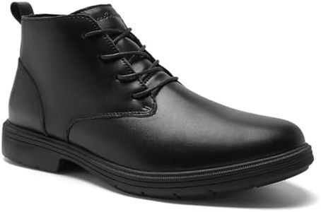 Men's Orthopedic Business Leather Dress Shoes: Casual Plantar Fasciitis Fit Standing Lace Up Derby Chukka Ankle Boots, Comfort Arch Support Neuropathy Fit Outdoor Tuxedo Plantar Oxfords Black Size 10