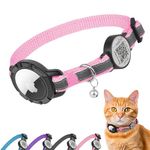 Airtag Cat Collar Breakaway with QR Code Name Tag, Reflective cat collar airtag holder with Bell, Cat ID Tag Personalized, Ultra-Durable, Adjustable, Quick Release, Fits Small Large Cats (8.5-11.5")