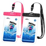 MoKo Waterproof Phone Pouch 2Pack, Underwater Phone Case Dry Bag with Lanyard Compatible with iPhone 14 13 12 11 Pro Max X/Xr/Xs/SE 3, Samsung S21/S10/S9, Note 10/9/8