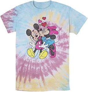 Disney Mickey & Friends Valentine Couple Men's Tie Dye T-Shirt, Blue/Pink/Yellow, XX-Large