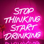 Looklight Stop Thinking Start Drinking Neon Sign Neon Bar Sign Pink LED Neon Signs for Bar Decor Letter Neon Light Sign for Shops Cafes Home Beer Bar Party Restaurant