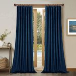 StangH Extra Long Velvet Curtains - Navy Blue Patio Door Drapes Thermal Insulated Curtains for Winter High Ceiling Velvet Curtains Blackout Backdrop for Theater/Bedroom, W52 x L120 inches, 2 Panels