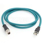 SZRMCC M12 8 Pin X-Coded Male to RJ45 Ethernet Cable Cat7e Gigabit Shielded Waterproof Network Cable for Basler GigE Cognex in-Sight Industrial Camera Vision Sensors (Blue,1M)