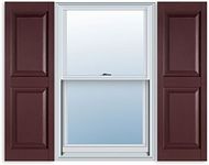 15 Inch x 55 Inch Standard Raised Panel Exterior Vinyl Shutters, Burgundy (Pair)