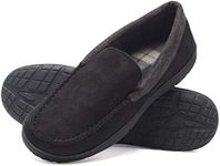 Hanes Unisex Moccasin Slipper House Shoe with Indoor Outdoor Memory Foam Sole Fresh Iq Odor Protection, Black, X-Large