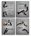 YJYCLD Inspirational Basketball Wall Art Prints Sports Canvas Wall Art Paintings Basketball Poster Pictures for Children's Room Men Boys Bedroom Decor Set of 4 (8x10) Unframed