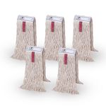 Abbey Py Cotton Kentucky Mop Heads Pack of 5 – Replacement Mop Heads for Hard Floor Cleaning - Industrial Mop Heads Thick Yarn for Large Areas – Commercial Mop Head 16oz for Wet & Dry Floors - 450g