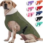 EMUST Dog Coat Winter, Waterproof Dog Snow Jacket for Winter, Adjustable Small/Medium/Large Dog Coat/s for Winter, Green, XL