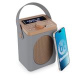 Portable DAB+ Radio with Bluetooth | 15 Hour Battery Playback and Mains Powered | Dual Alarm & Snooze Function| 20+ Presets, LED Display, FM, Headphone Jack | MAJORITY Little Shelford (Grey)