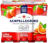 SAN PELLEGRINO Light Blood Orange, Sparkling Fruit Beverage, 25 Calories Per Serving, Made With Real Fruit Juice (From Concentrate), Bold And Flavourful, Crafted in Italy, 24 Cans