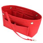 MISIXILE Felt Purse Organizer Insert Handbag Organizer,Tote Bag in Bag Organizer Fits Speedy Neverfull with Handles Keychain,red-s