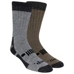 Jeep Men's Performance Wool Hiking Crew Socks-2 Pair Pack-Heavyweight Cushioned Comfort, Gray, 8-12
