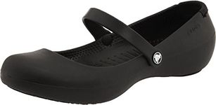crocs Women's Alice Mary Jane Flat, Black, 4 M US