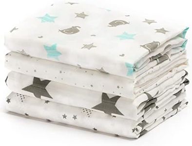 Muslin Baby Swaddle Blankets for Boys and Girls - by CuddleBug - Size Large 4 x 4 Feet – Muslin Cotton 4 Pack (Starry Nights)