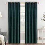 Dark Green Velvet Curtains 84 inch Length Grommet Blackout Curtains for Bedroom Light Blocking Thermal Insulation Drapes Set of 2 Panels 38”x 84”