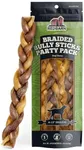 Redbarn All Natural 8-12” Braided Bully Sticks for Medium & Large Dogs - Healthy Long Lasting Beef Chews Variety Party Pack - Single Ingredient Low Odor Rawhide Free - 1 lb Bag - Packaging May Vary