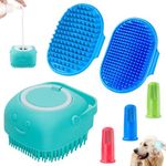 Comotech 3PCS Dog Bath Brush | Dog Shampoo brush | Dog Scrubber for Bath | Pet-Dog Bath Massage Brush Scrubber | Dog Shower/Grooming/Washing Brush with Adjustable Ring Handle for Short & Long Haired Dogs/Cats (Blue Blue Blue)