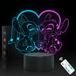 Shenjia Stitch Night Light - 3D LED 16 Color Changing Touch with Remote Control Stitch Lamp, Stitch Stuff for Girls Room Decoration Lamp Birthday and Holiday Gifts