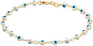 Barzel 18k Gold Plated White Evil Eye Anklet Bracelet - Made In Brazil (White)