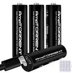 AmpTorrent USB Rechargeable AA Batteries, 3000mWh AA USB Batteries, Lithium Rechargeable aa Batteries, USB AA Batteries 2h Fast Charging, 1600 Cycles Lithium Rechargeable AA, 4 Pack+USB Charger