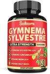 Pure Organic Gymnema Sylvestre Capsules Extract 𝟑𝟐𝟎𝟎𝐦𝐠 - 4 Herbs - with Neem Leaf, Holy Basil and Turmeric Curcumin Root - 1 Pack 90 Vegan Capsules for 3 Months