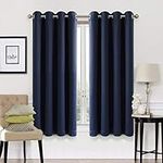 EASELAND Blackout Curtains 2 Panels Set Thermal Insulated Window Treatment Solid Eyelet Darkening Curtain for Living Room Bedroom Nursery,Navy,46x54 Inches