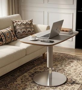 Zpnevx Large Adjustable Swivel Table, Saddle Leather Cover & Metal Leg for Couch Laptop Desk,Overbed Table,TV Tray