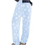 Plush Pajama Pants Women Fluffy Fleece Lounge Pants Fuzzy Warm Pj Bottoms Star Graphic Flannel Loungewear Pants,Cute Print Joggers Women,Women Sweatpants for Winter