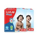 LuvLap Pant Style Baby Diapers, New Born (NB) For babies of upto 5kg, Pack of 2 (60 Pants x 2 = 120 Pants),with Aloe Vera Lotion for rash protection, with upto 12hr protection, Diapers