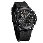 BY BENYAR Men's Multifunctional Sports Waterproof Analogue Digital Quartz Watches Casual Dual Time Super Bright Backlight Fashion Military Watch for Men, black, Strap.