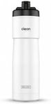 The Clean Hydration Co, Sport 23 Insulated Bike Water Bottle with Easy Clean Nozzle, Easy Squeeze for Cycling (Gloss White)
