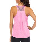 Superora Women's Workout Top Loose fit Racerback Tank Mesh Backless Running, Pink, XL