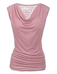 Zeagoo Womens Tops Elegant Cowl Neck Tops Ruched Vest Tops Sleeveless Shirt V-Neck Blouse Casual Tank Tops Stretch Tunic Tops Light Pink L