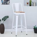 JAE Furniture Bar Chairs for Home | Bar Stool Metal | Bar Furniture | High Chair | Kitchen Counter Stool Chair | Cafe Chair | Iron Bar Stool | Pub Stool | White - Powder Coated (Pack of 2)