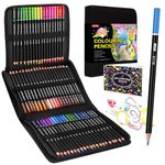 Lyuvie 60 Colouring Pencils Set,Professional Coloured Pencils with Portable Black Case & Colouring Book,Art colouring pencils for Adults Sketching Drawing Shading and Doodling