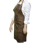 Genuine Leather WorkShop Apron Brown Durable Tool Pocket Heat Flame Resistant Welding Apron Grill Bbq Apron Woodworking Apron Barber Super Stitching Blacksmith Gardeners Mechanics BBQ Adjustable Strap