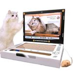 L&W BROS. Cardboard Cat Scratcher 3-in-1 Cat Laptop Toy with Fluffy 'Mouse'& Bell Ball Corrugate Cat Scratch Pad for Cats